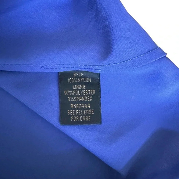 Royal Blue Spaghetti Strap Mini Slip Dress Crew Neck Sheer Size S RTR - Picture 5 of 8